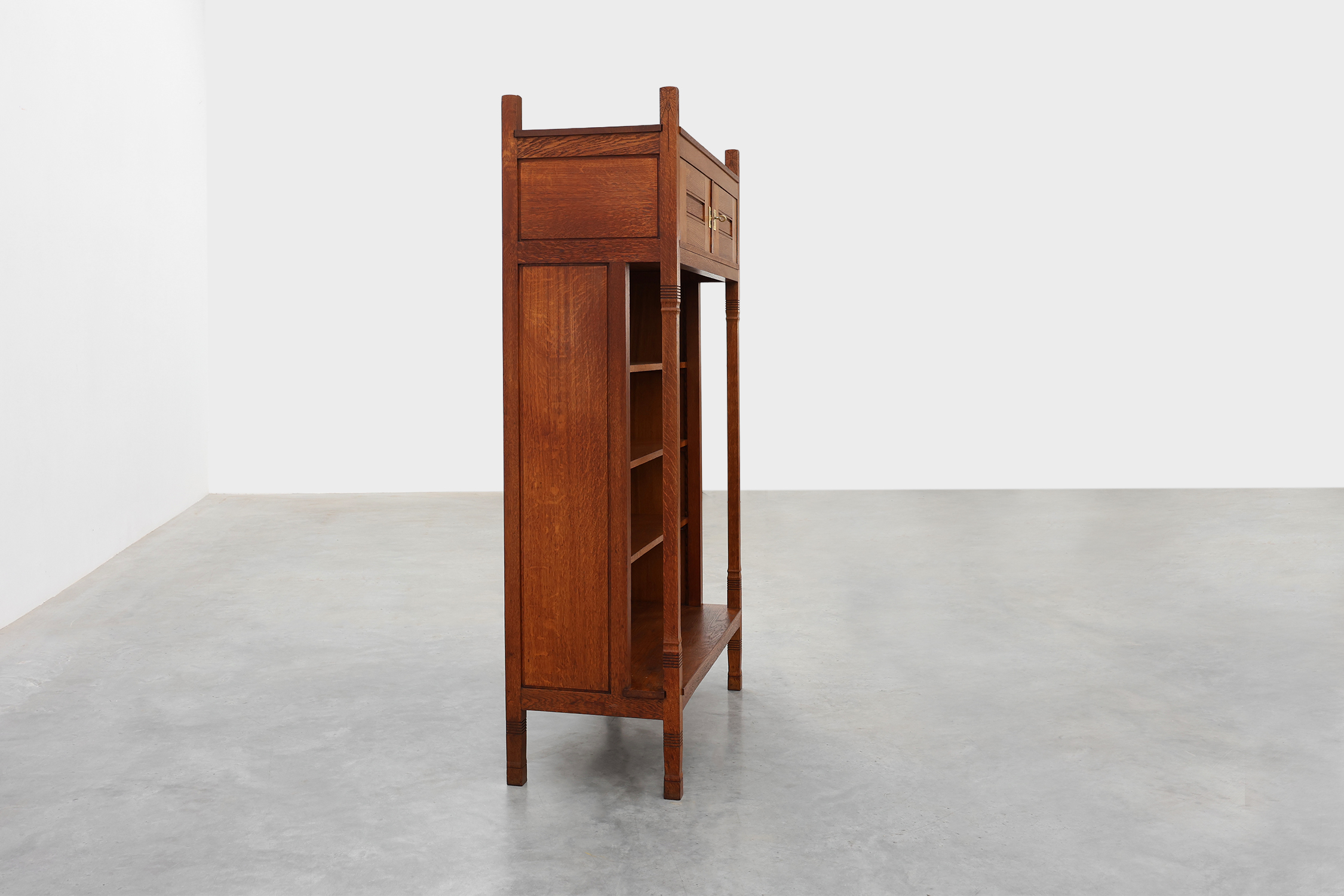 Jugendstil oak bookcase with adjustable shelves, Netherlands, ca. 1900thumbnail